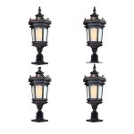 1-Vintage Lamp 4X 72cm Lantern Stand Elegant Aluminum & Glass Outdoor Light Antique Style Exterior Fixture