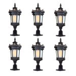 1-Vintage Lamp 6X 72cm Lantern Stand Elegant Aluminum & Glass Outdoor Light Antique Style Exterior Fixture