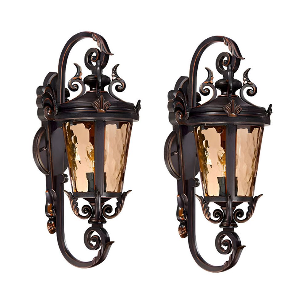 1-Vintage Lantern 2X 70cm Aluminum & Glass Wall Light Classic Lantern Design Elegant Outdoor Antique Inspired Wall Lamp