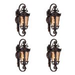 1-Vintage Lantern 4X 70cm Aluminum & Glass Wall Light Classic Lantern Design Elegant Outdoor Antique Inspired Wall Lamp