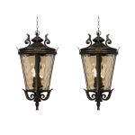 1-Vintage Lamp 2X 60.3cm Aluminum & Glass Lantern Elegant Chandelier Style Classic Hanging Light Antique-Inspired Design