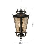 4-Vintage Lamp 2X 60.3cm Aluminum & Glass Lantern Elegant Chandelier Style Classic Hanging Light Antique-Inspired Design