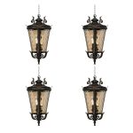 1-Vintage Lamp 4X 60.3cm Aluminum & Glass Lantern Elegant Chandelier Style Classic Hanging Light Antique-Inspired Design