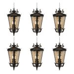 1-Vintage Lamp 6X 60.3cm Aluminum & Glass Lantern Elegant Chandelier Style Classic Hanging Light Antique-Inspired Design