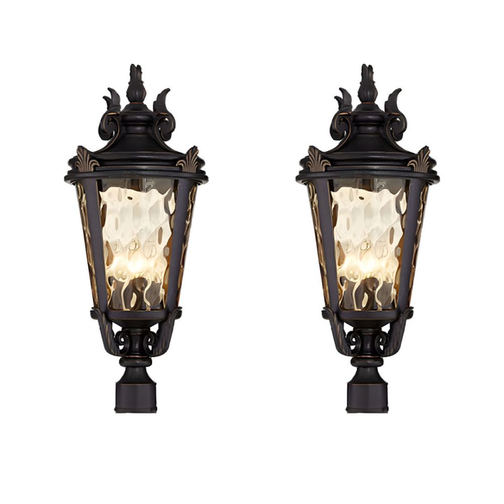 1-Vintage Lantern 2X 63.5cm Outdoor Post Lantern Light Classic Charm Elegant Patio Antique Inspired Outdoor Lighting