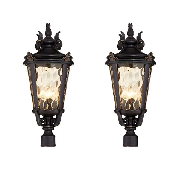 1-Vintage Lantern 2X 63.5cm Outdoor Post Lantern Light Classic Charm Elegant Patio Antique Inspired Outdoor Lighting