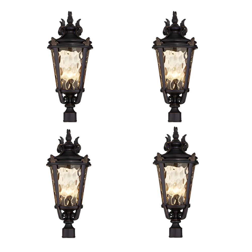 1-Vintage Lantern 4X 63.5cm Outdoor Post Lantern Light Classic Charm Elegant Patio Antique Inspired Outdoor Lighting
