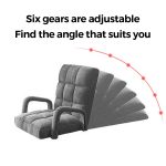 3-SOGA Foldable Lounge Cushion Adjustable Floor Lazy Recliner Chair with Armrest Grey