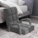 5-SOGA Foldable Lounge Cushion Adjustable Floor Lazy Recliner Chair with Armrest Grey