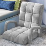 8-SOGA Foldable Lounge Cushion Adjustable Floor Lazy Recliner Chair with Armrest Grey