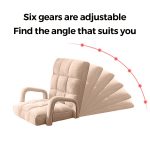 3-SOGA 2X Foldable Lounge Cushion Adjustable Floor Lazy Recliner Chair with Armrest Khaki