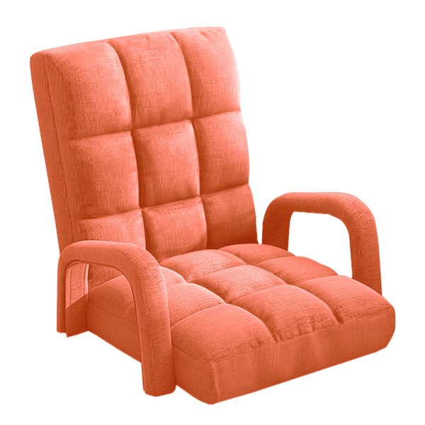 1-SOGA Foldable Lounge Cushion Adjustable Floor Lazy Recliner Chair with Armrest Orange
