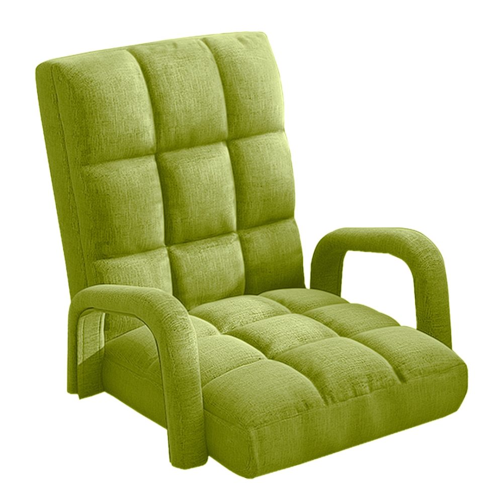 1-SOGA Foldable Lounge Cushion Adjustable Floor Lazy Recliner Chair with Armrest Yellow Green