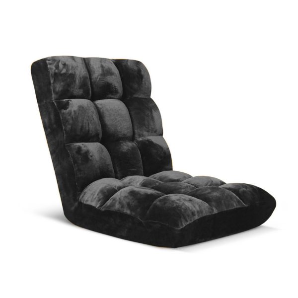 1-SOGA Floor Recliner Folding Lounge Sofa Futon Couch Folding Chair Cushion Black