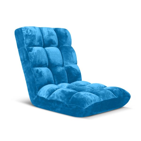 1-SOGA Floor Recliner Folding Lounge Sofa Futon Couch Folding Chair Cushion Blue