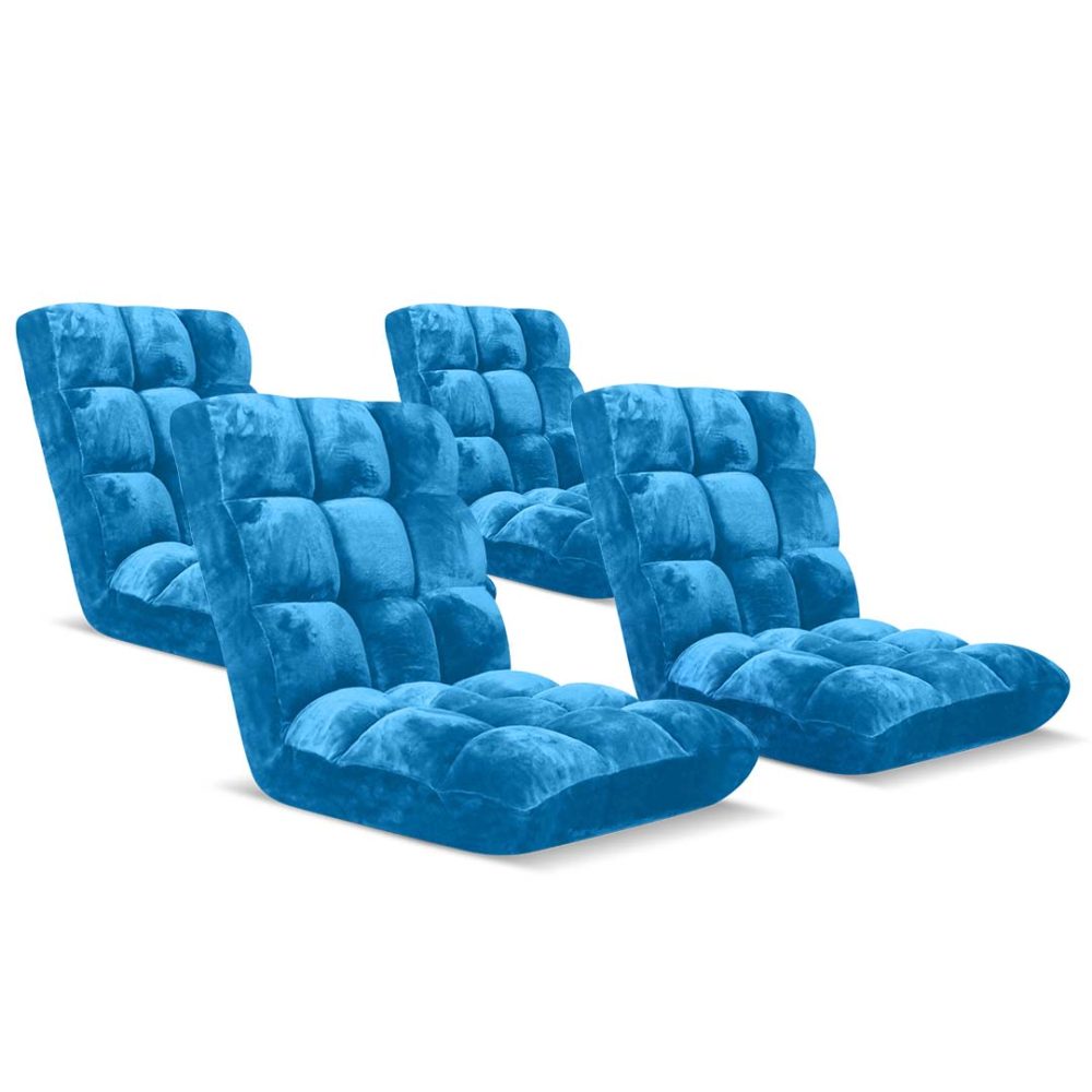 1-SOGA 4X Floor Recliner Folding Lounge Sofa Futon Couch Folding Chair Cushion Blue