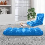 4-SOGA 4X Floor Recliner Folding Lounge Sofa Futon Couch Folding Chair Cushion Blue