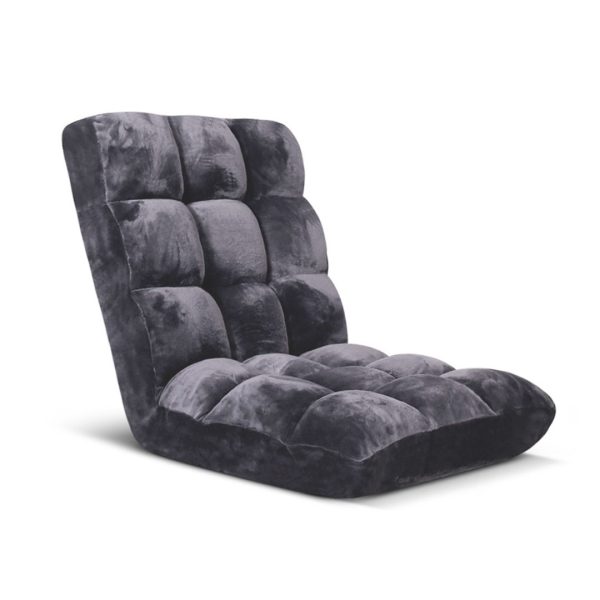 1-SOGA Floor Recliner Folding Lounge Sofa Futon Couch Folding Chair Cushion Grey