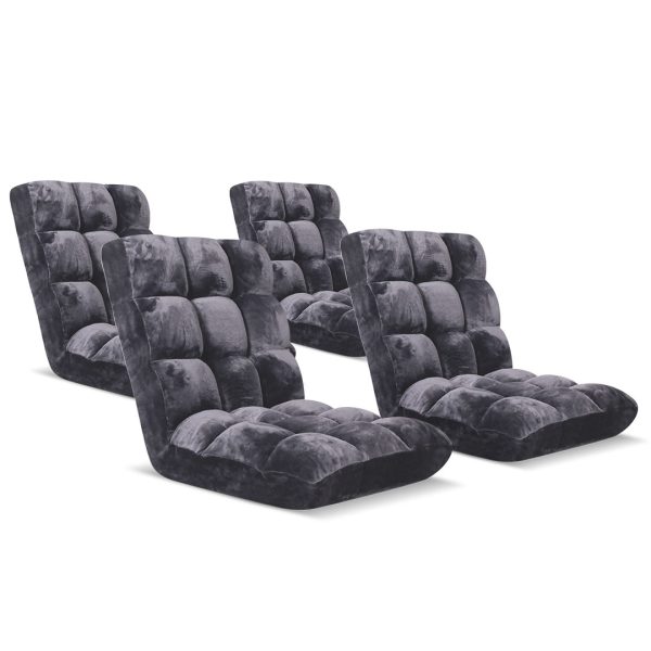 1-SOGA 4X Floor Recliner Folding Lounge Sofa Futon Couch Folding Chair Cushion Grey