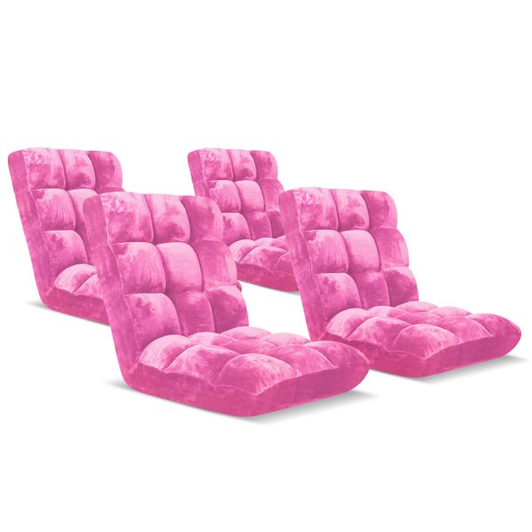 1-SOGA 4X Floor Recliner Folding Lounge Sofa Futon Couch Folding Chair Cushion Light Pink