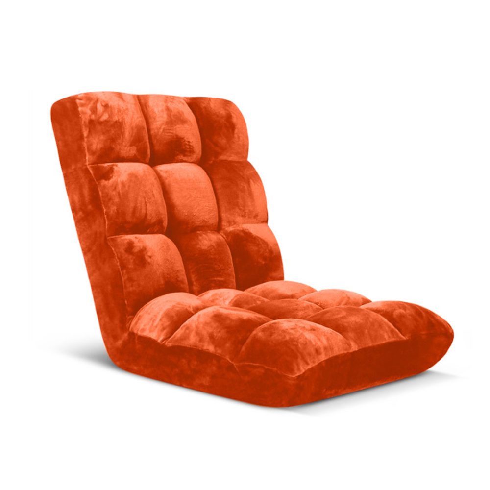 1-SOGA Floor Recliner Folding Lounge Sofa Futon Couch Folding Chair Cushion Orange