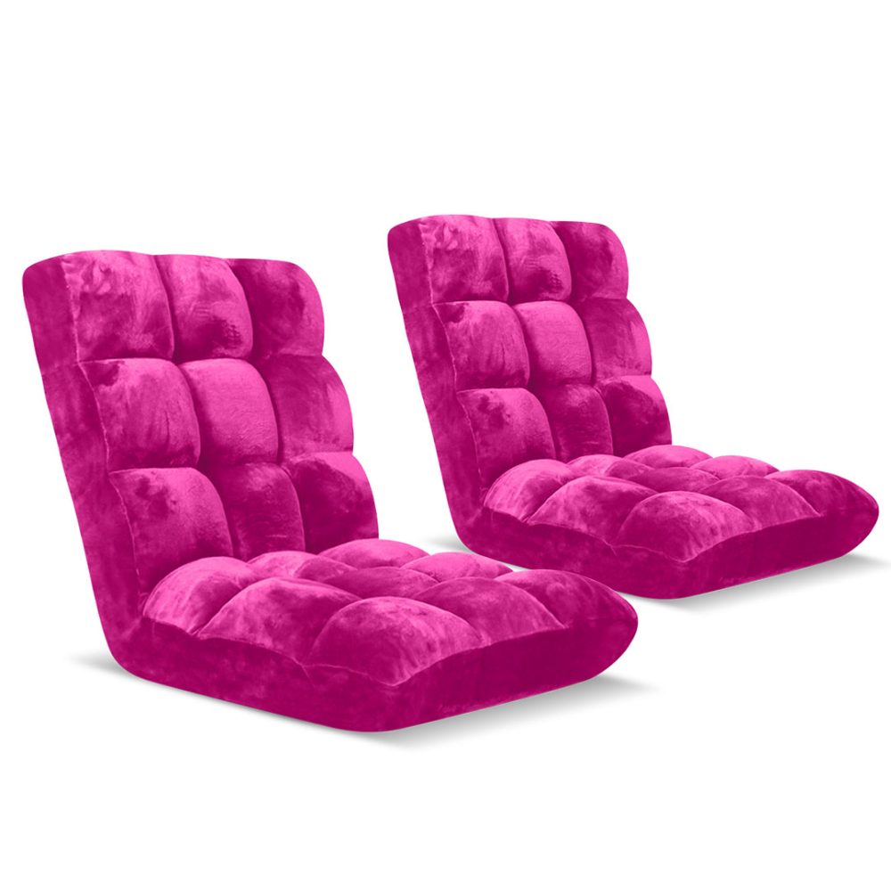 1-SOGA 2X Floor Recliner Folding Lounge Sofa Futon Couch Folding Chair Cushion Pink