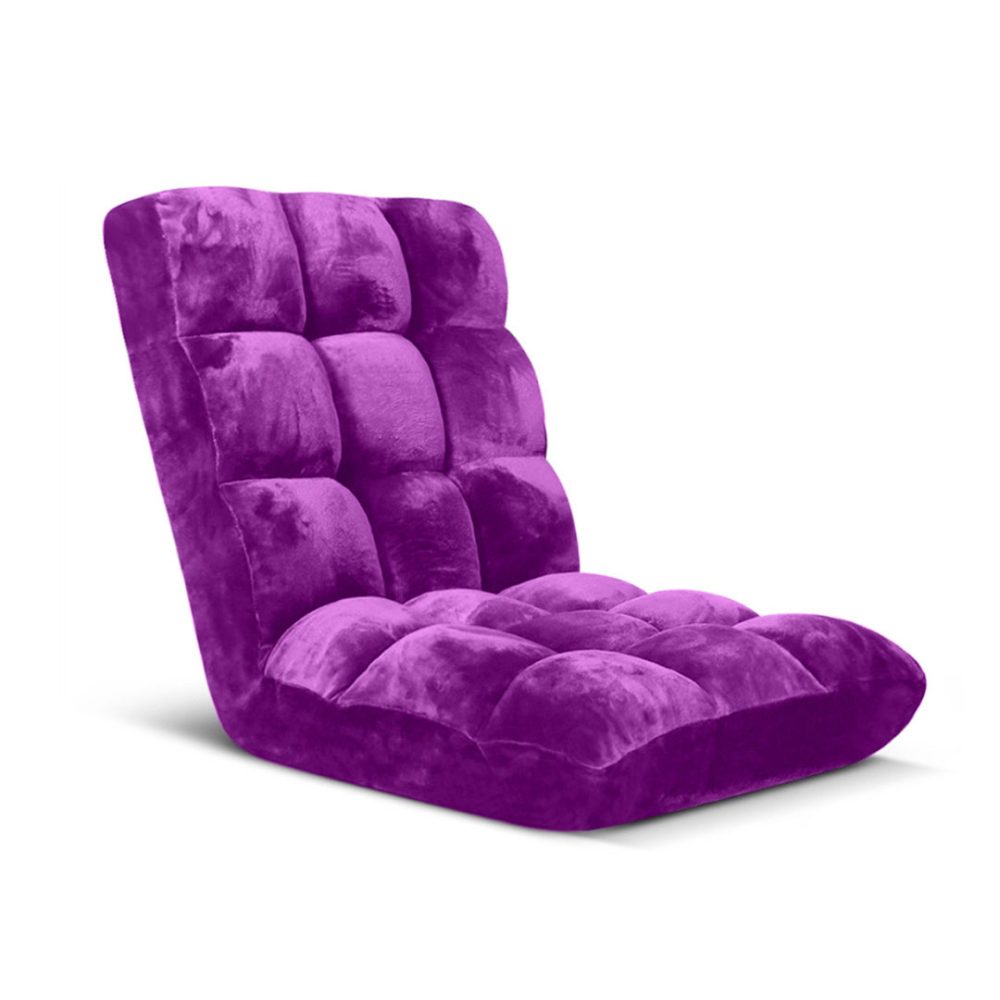 1-SOGA Floor Recliner Folding Lounge Sofa Futon Couch Folding Chair Cushion Purple