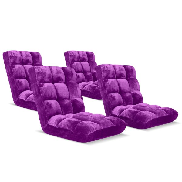 1-SOGA 4X Floor Recliner Folding Lounge Sofa Futon Couch Folding Chair Cushion Purple