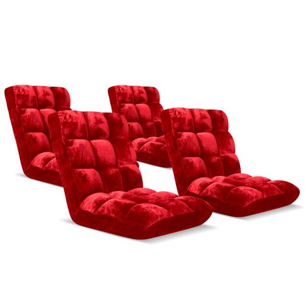 1-SOGA 4X Floor Recliner Folding Lounge Sofa Futon Couch Folding Chair Cushion Red