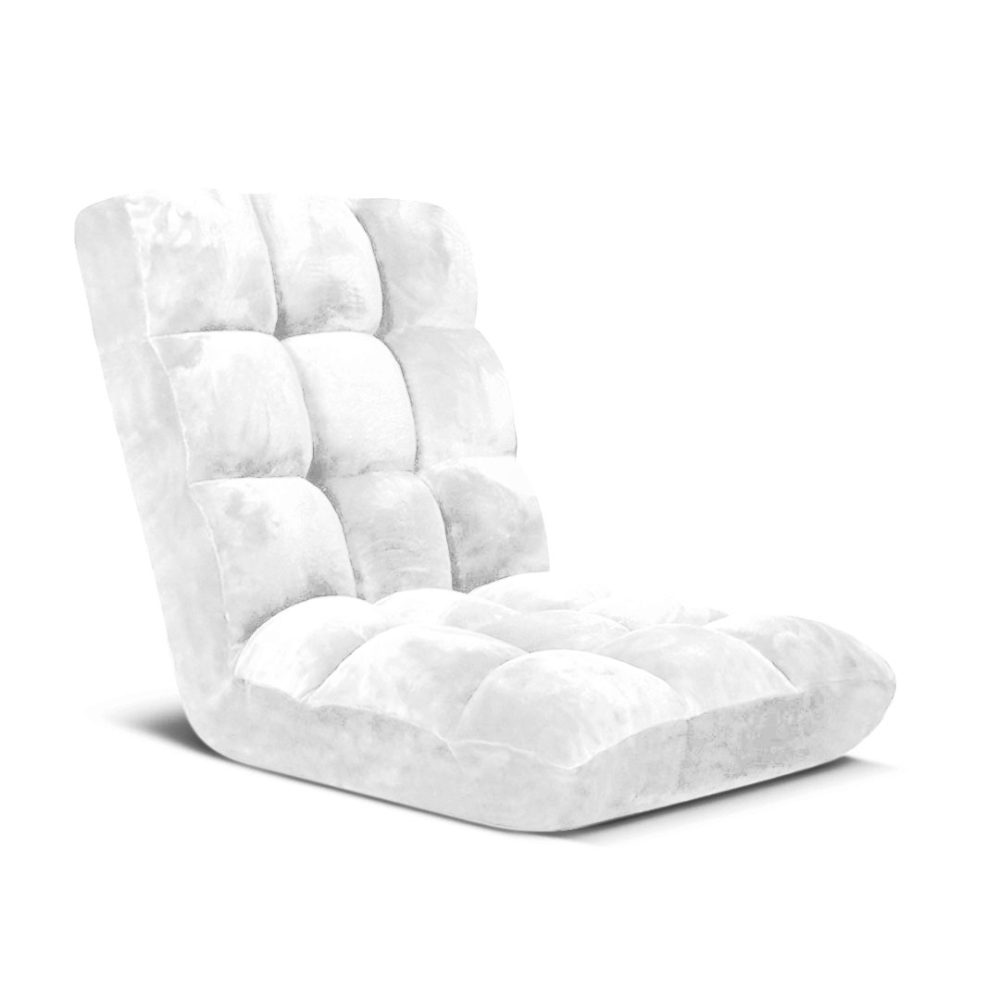 1-SOGA Floor Recliner Folding Lounge Sofa Futon Couch Folding Chair Cushion White