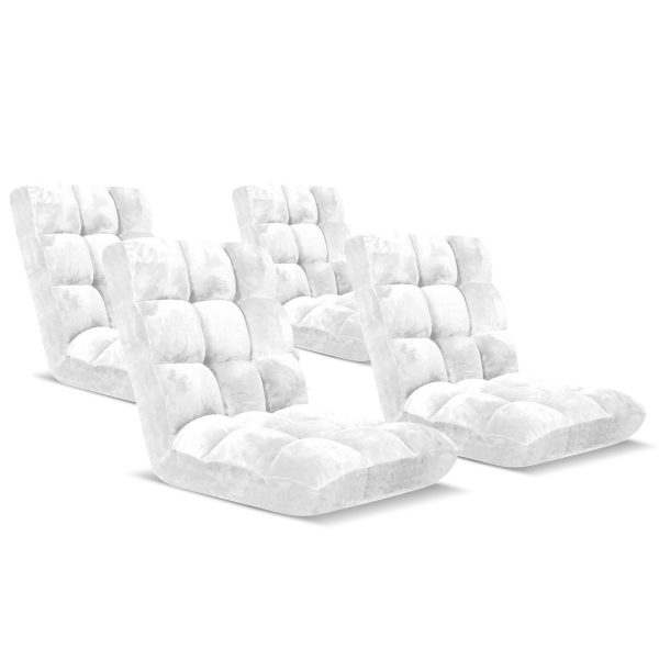 1-SOGA 4X Floor Recliner Folding Lounge Sofa Futon Couch Folding Chair Cushion White