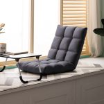 2-SOGA 4X Grey Lounge Floor Recliner Adjustable Gaming Sofa Bed Foldable Indoor Outdoor Backrest Seat Home Office Decor