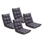 1-SOGA 4X Grey Lounge Floor Recliner Adjustable Gaming Sofa Bed Foldable Indoor Outdoor Backrest Seat Home Office Decor