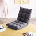 4-SOGA 4X Grey Lounge Floor Recliner Adjustable Gaming Sofa Bed Foldable Indoor Outdoor Backrest Seat Home Office Decor