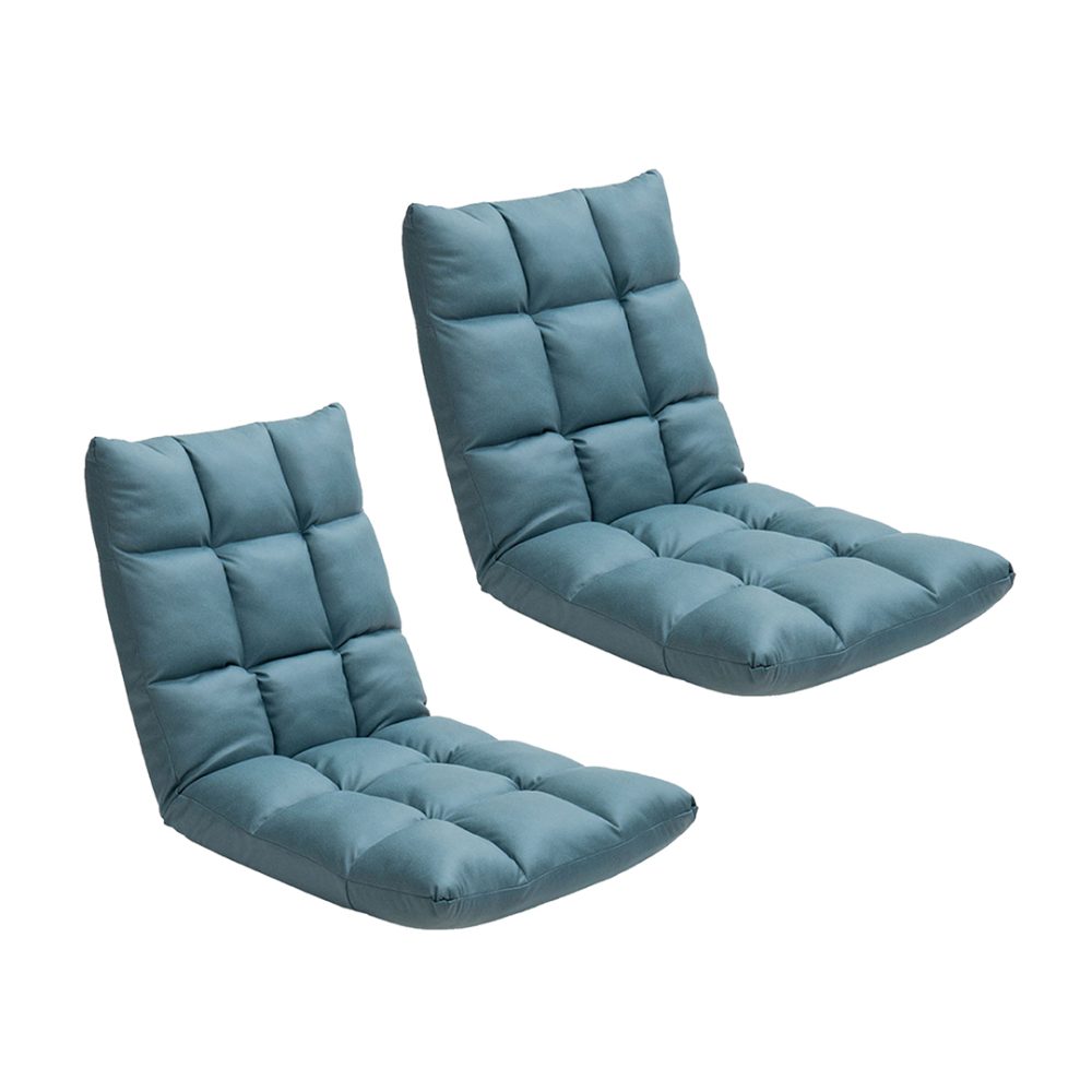 1-SOGA 2X Green Lounge Floor Recliner Adjustable Gaming Sofa Bed Foldable Indoor Outdoor Backrest Seat Home Office Decor