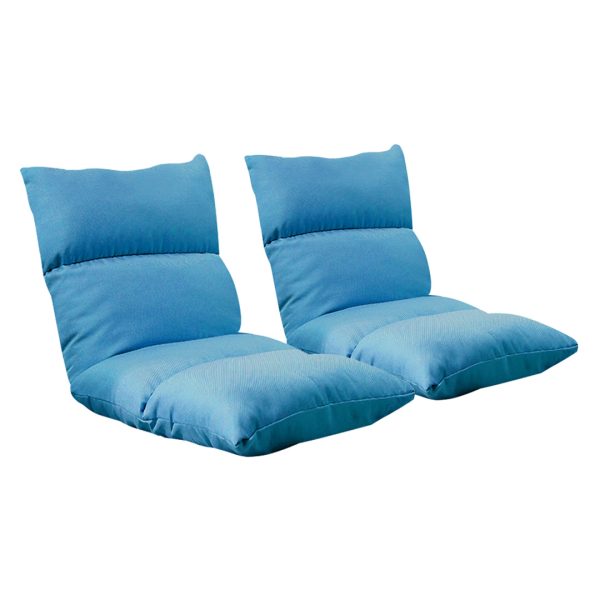 1-SOGA 2X Lounge Floor Recliner Adjustable Lazy Sofa Bed Folding Game Chair Blue