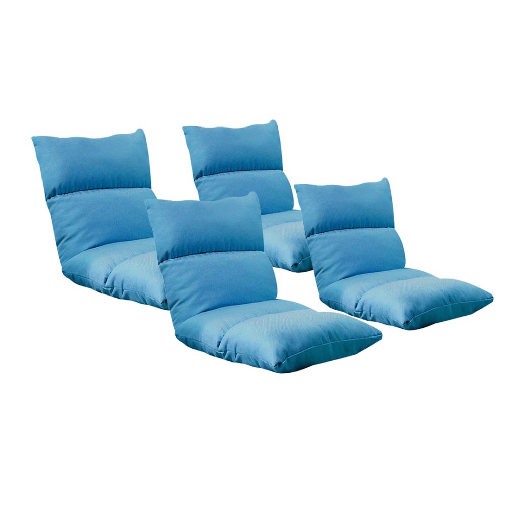 1-SOGA 4X Lounge Floor Recliner Adjustable Lazy Sofa Bed Folding Game Chair Blue