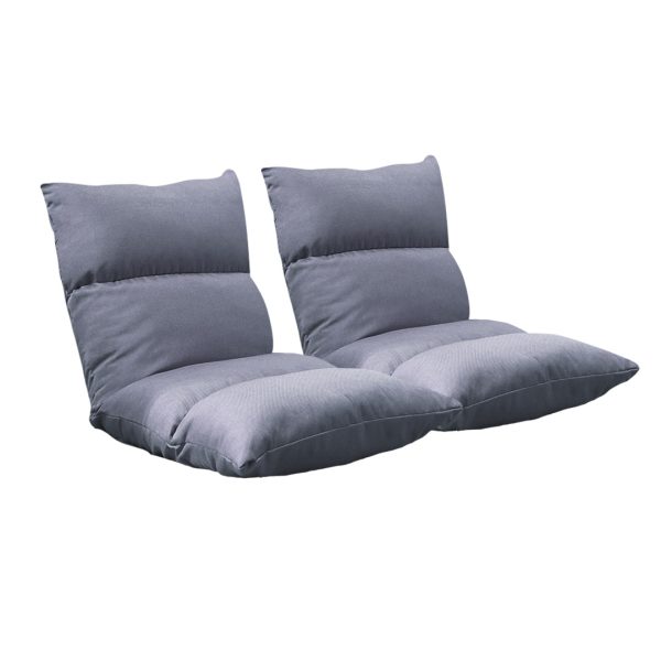 1-SOGA 2X Lounge Floor Recliner Adjustable Lazy Sofa Bed Folding Game Chair Grey