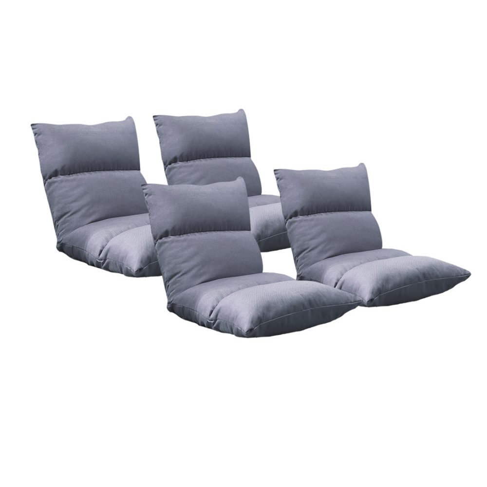1-SOGA 4X Lounge Floor Recliner Adjustable Lazy Sofa Bed Folding Game Chair Grey