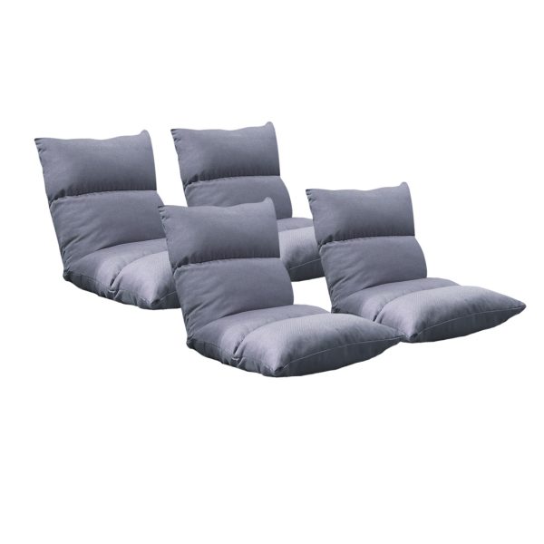 1-SOGA 4X Lounge Floor Recliner Adjustable Lazy Sofa Bed Folding Game Chair Grey