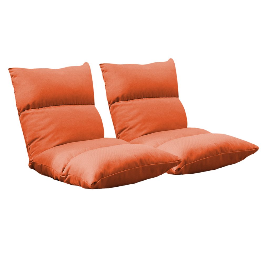1-SOGA 2X Lounge Floor Recliner Adjustable Lazy Sofa Bed Folding Game Chair Orange