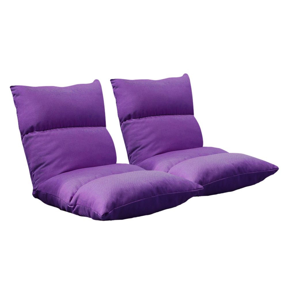 1-SOGA 2X Lounge Floor Recliner Adjustable Lazy Sofa Bed Folding Game Chair Purple