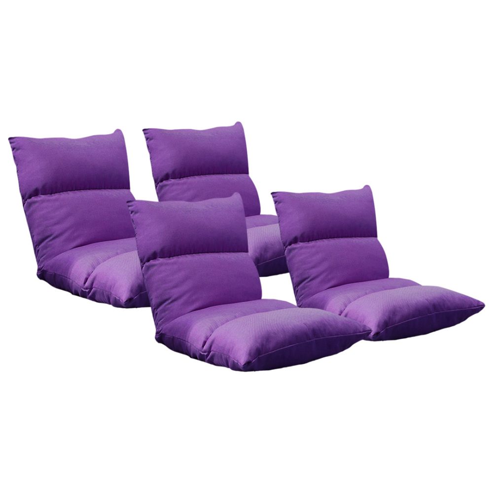 1-SOGA 4X Lounge Floor Recliner Adjustable Lazy Sofa Bed Folding Game Chair Purple