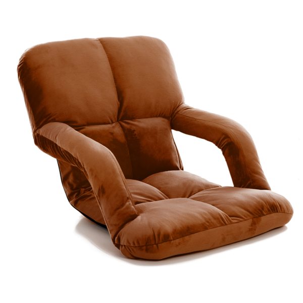 1-SOGA Foldable Lounge Cushion Adjustable Floor Lazy Recliner Chair with Armrest Coffee