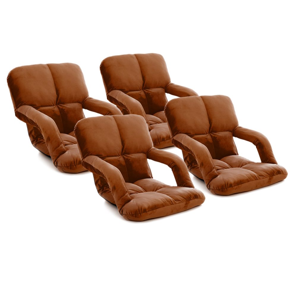 1-SOGA 4X Foldable Lounge Cushion Adjustable Floor Lazy Recliner Chair with Armrest Coffee