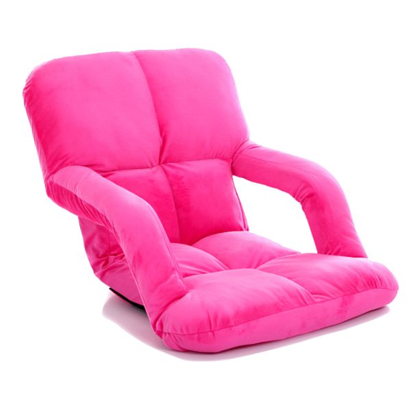 1-SOGA Foldable Lounge Cushion Adjustable Floor Lazy Recliner Chair with Armrest Pink
