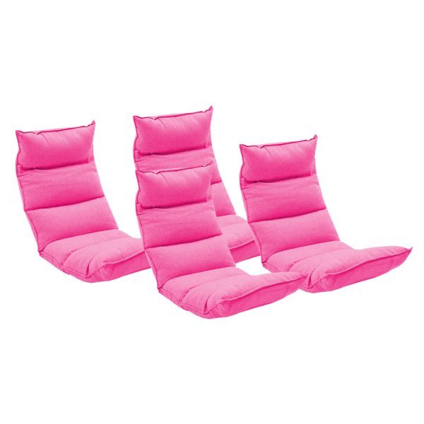 1-SOGA 4X Foldable Tatami Floor Sofa Bed Meditation Lounge Chair Recliner Lazy Couch Pink