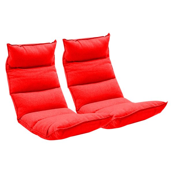 1-SOGA 2X Foldable Tatami Floor Sofa Bed Meditation Lounge Chair Recliner Lazy Couch Red
