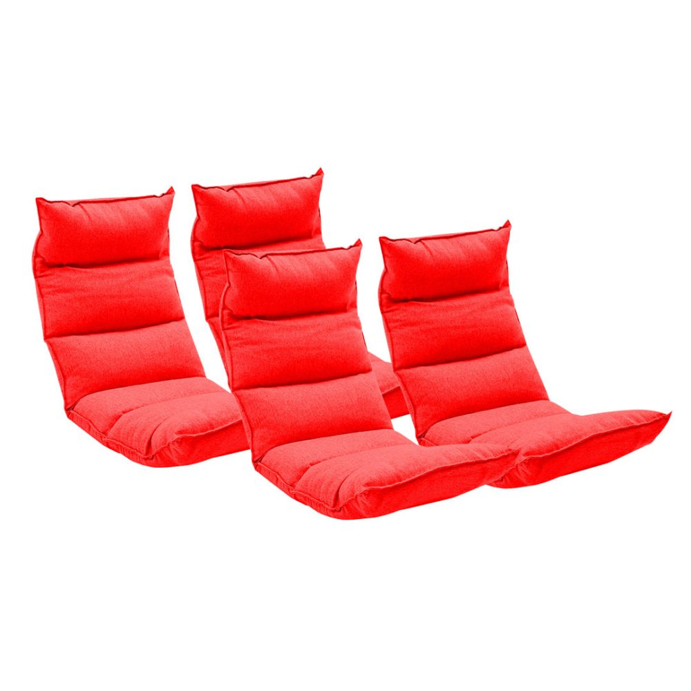 1-SOGA 4X Foldable Tatami Floor Sofa Bed Meditation Lounge Chair Recliner Lazy Couch Red