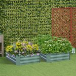2-SOGA 100cm Square Galvanised Raised Garden Bed Vegetable Herb Flower Outdoor Planter Box